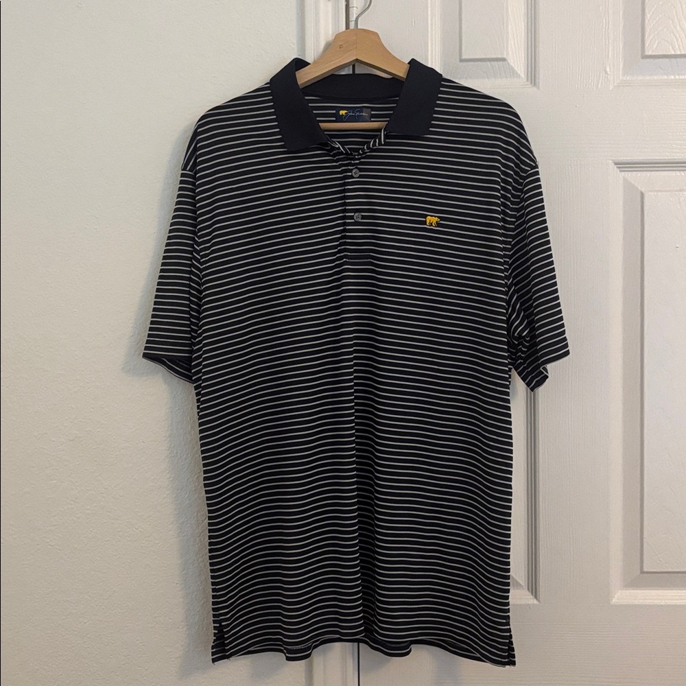 Jack Nicklaus Black and White Striped Polo Shirt